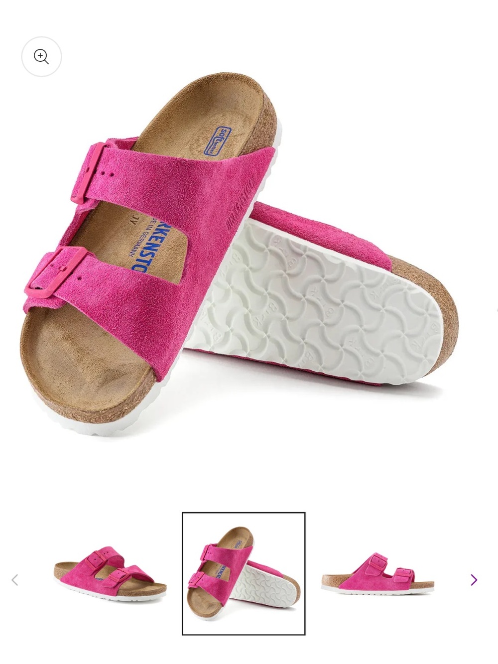 Birkenstock Arizona Soft Footbed Leather Suede Sandals size 38 pink